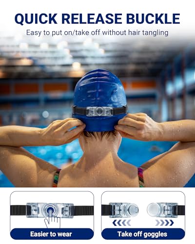 Swim Goggles for Adults - 180° Wide Vision, Anti-Fog, UV Protection - Black & Blue