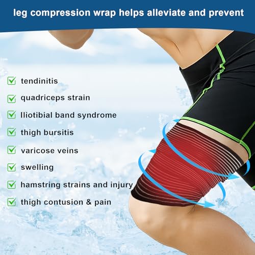 Thigh Compression Sleeves - Adjustable Hamstring Wraps for Varicose Veins - Black
