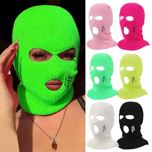 Warm Knit Balaclava Ski Mask - 3 Hole Full Face Mask, Pink