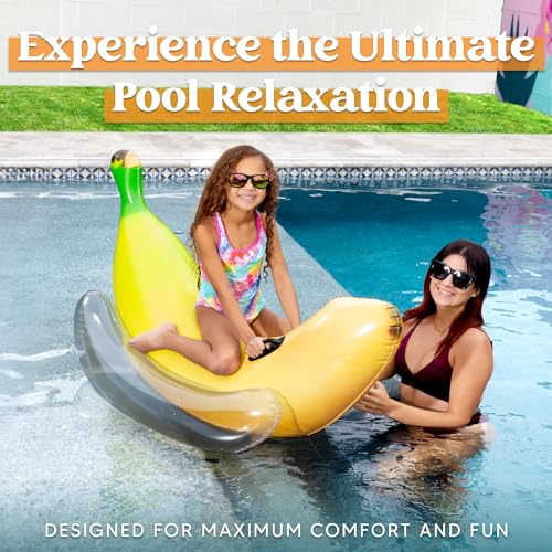 Sloosh Inflatable Banana Pool Float - Fun Ride-On Water Lounger for Summer Pool Parties