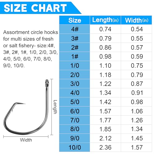 Offset Circle Hooks for Saltwater Fishing - 120pcs Size 6#