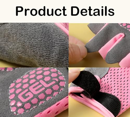 Kids Fingerless Cycling Gloves - Non-Slip for Ages 3-8 - Pink