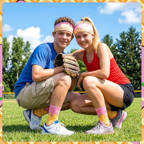 Ice Cream Sports Headband & Socks Set - Pink