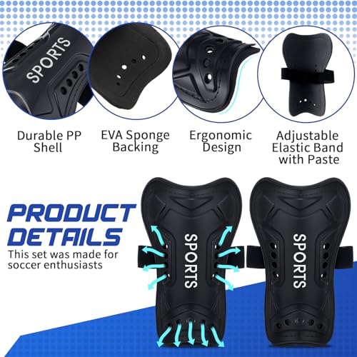 Soccer Shin Guards with Fitted Socks for Kids - Black, Size S