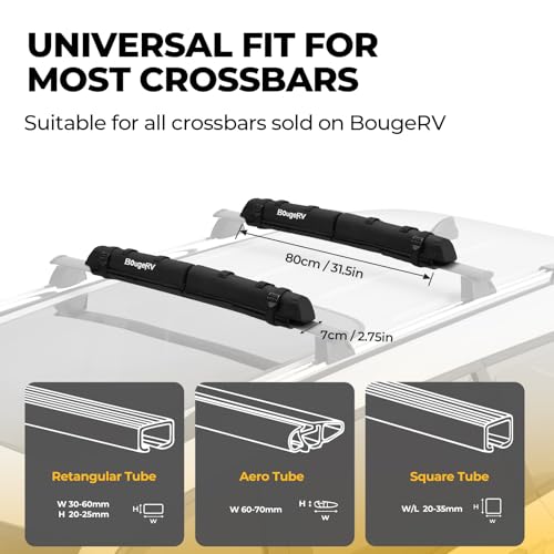 Soft Roof Rack Pads for Crossbars - Water-Resistant with Slide Buckle Fixation