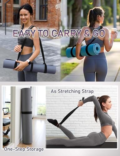 Adjustable Yoga Mat Carrier Strap - Wide Cotton Yoga Mat Holder - Black