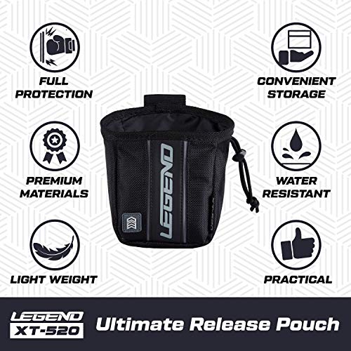 Legend XT520 Quick Release Pouch & Finger Tab Bag | Interior Divider for Better Organization & Storage of Release Aids | Attaches to Standard 2" Belt | Quick Drawstring Closure