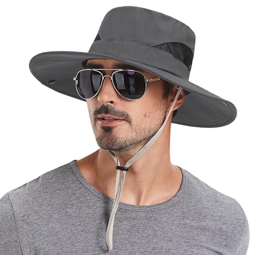 Wide Brim Sun Hat for Men & Women - Medium Dark Grey