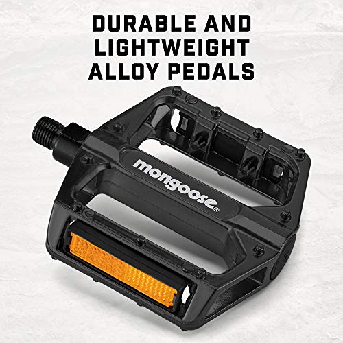 Mongoose Adult Mountain Bike Pedals, Set of 2, Lightweight Alloy with Reflectors