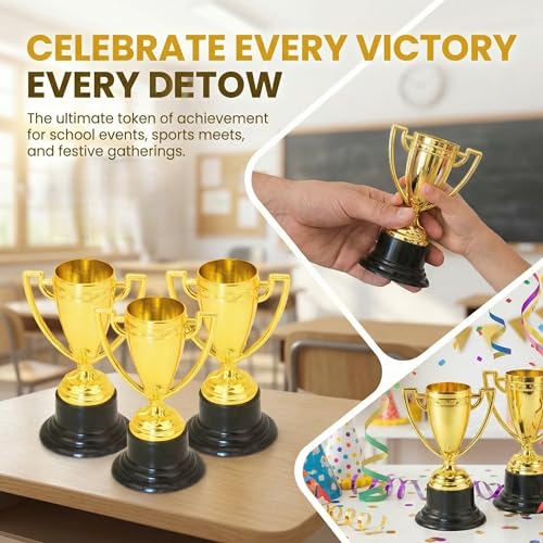 Mini Trophy Cups - 3 Pack Gold Trophies for Kids' Awards