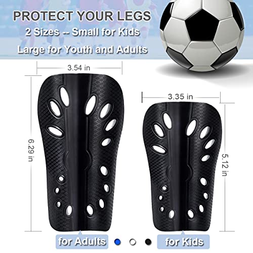 Youth Soccer Shin Guards for Kids - Black & White, Size S