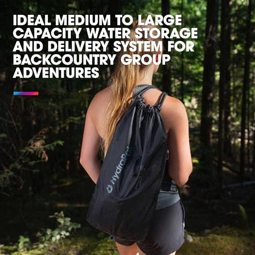 HydraPak Pioneer 10L Collapsible Water Storage & Dispensing System - Black, BPA-Free, Backpackable for Camping