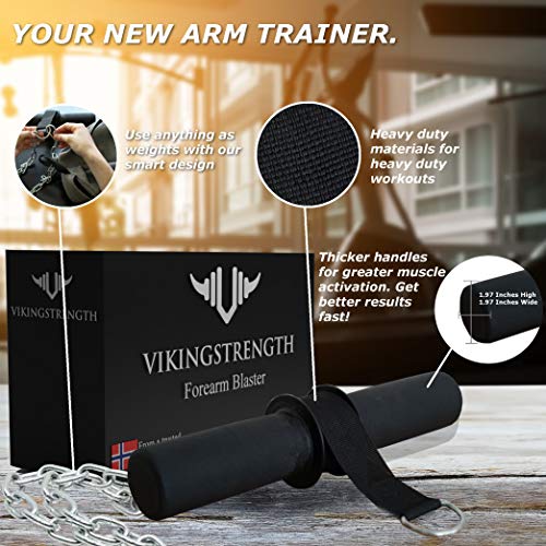 Forearm Strength Roller with Thick Handles - VikingStrength Wrist Roller for Grip Training