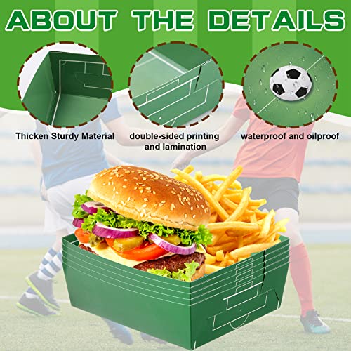 36 Pack Soccer Party Favors Large Soccer Paper Trays, 8.5x7.5 Inch, Waterproof & Microwave Safe - Soccer Themed Disposable Food Boats