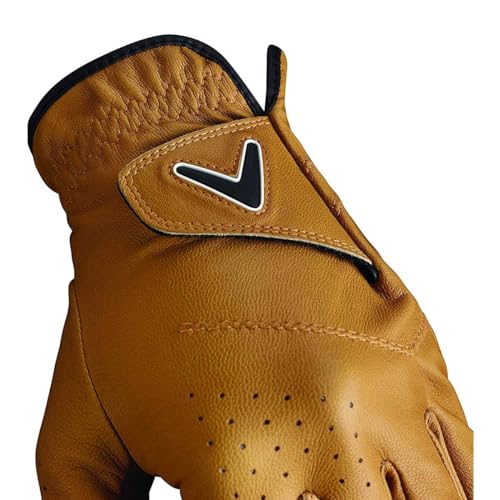 Men's Golf Glove - Premium Leather Tan - Medium-Large - Left Hand
