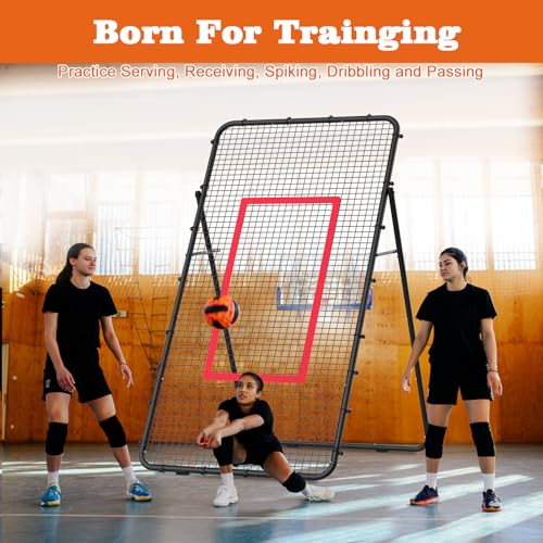 Adjustable Volleyball Rebounder Net 7x4 FT - Black