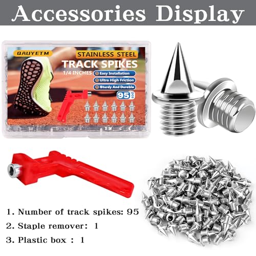 95Pcs Stainless Steel Track Spikes with Wrench - Silver