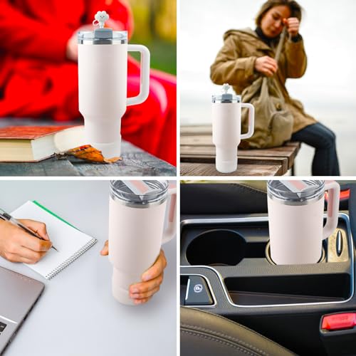 Stanley Cup Accessories Set for 40 oz Tumbler - White Silicone Boot & Straw Cover