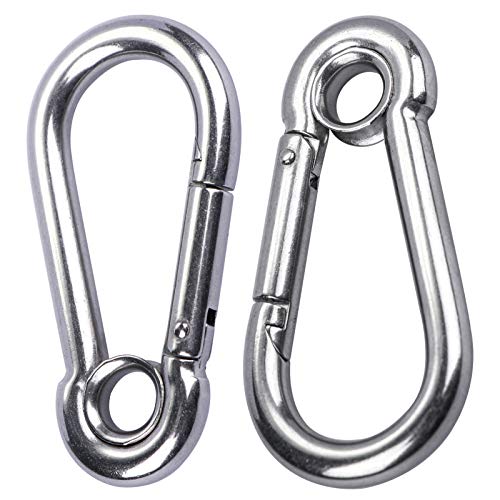 3/8'' Stainless Steel Snap Hook Link M10 Carabiner Clip with Eyelet, 650lb Load, 4 Inch Variation