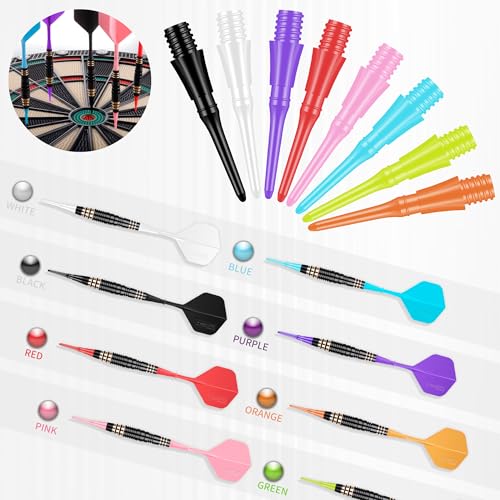 2BA Thread Soft Tip Dart Points - 100 Pack - 8-Color Mix