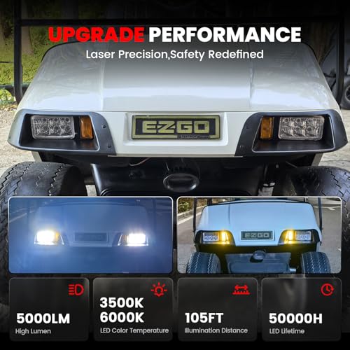 VYYOKMU 12V LED Headlights for EZGO TXT Golf Cart 1996-2013, DOT Street Legal Kit