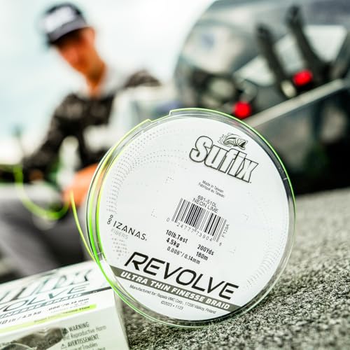 Sufix Neon Lime 12 lb Braided Fishing Line - Smooth Casting & Abrasion-Resistant