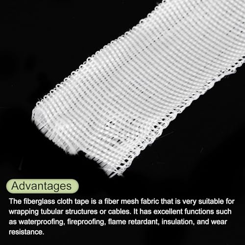 MECCANIXITY Fiberglass Cloth Tape Fiberglass Mesh Glass Fiber Mesh Woven Fiberglass Fabrics Insulation Tape 30m(33 Yard) x25mmx0.17mm for Reinforcement Repair