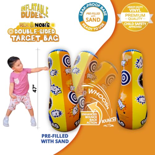47 Inch Kids Punching Bag with Sand Base | Rex/Ninja Dino-Trex Inflatable