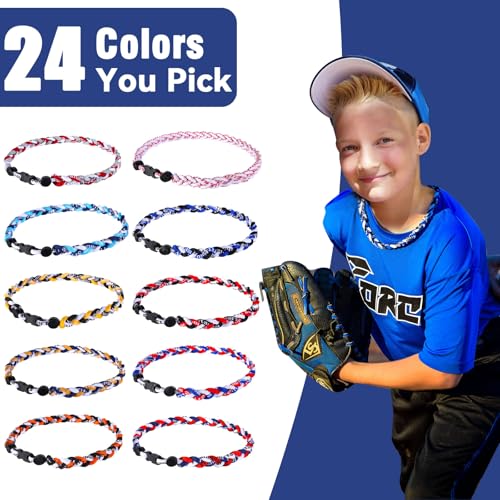 Pack of 12 Baseball Necklaces - 18 Inch Multi-Color Rope Design
