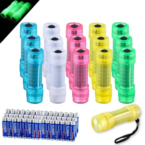 KunHe 15 Pack Glow in Dark Flashlights Mini Flashlight for Kids Bulk Flashlights with Batteries Included for Teaching Kids Birthday Party Christmas Gifts Stocking Stuffers