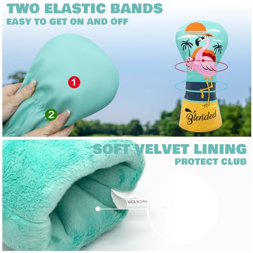 BAIRBRE Golf Club Head Covers Flamingos Driver/Hybrid Leather - Fits All, For Hybrid