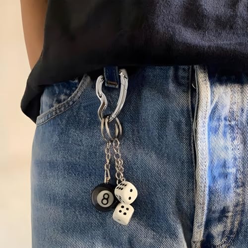 2-Pack Y2K Tomahawk Carabiner Keychains - Stylish Silver Clips