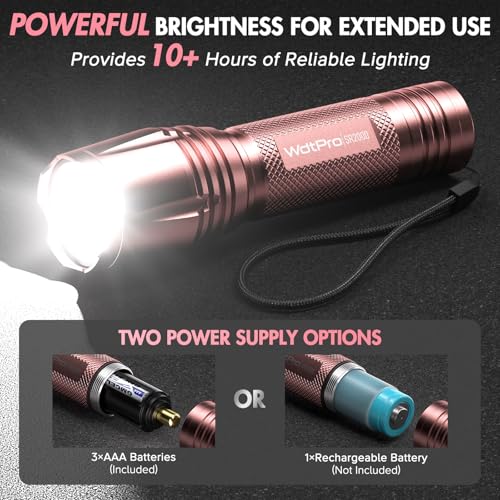 WdtPro LED Flashlight High Lumens SR2000 Pro, 4 Pack Brighter Tactical Flashlights with 5 Modes & Zoomable, Powerful Mini Flash Light for Emergency, Camping, Hiking (Colorful)