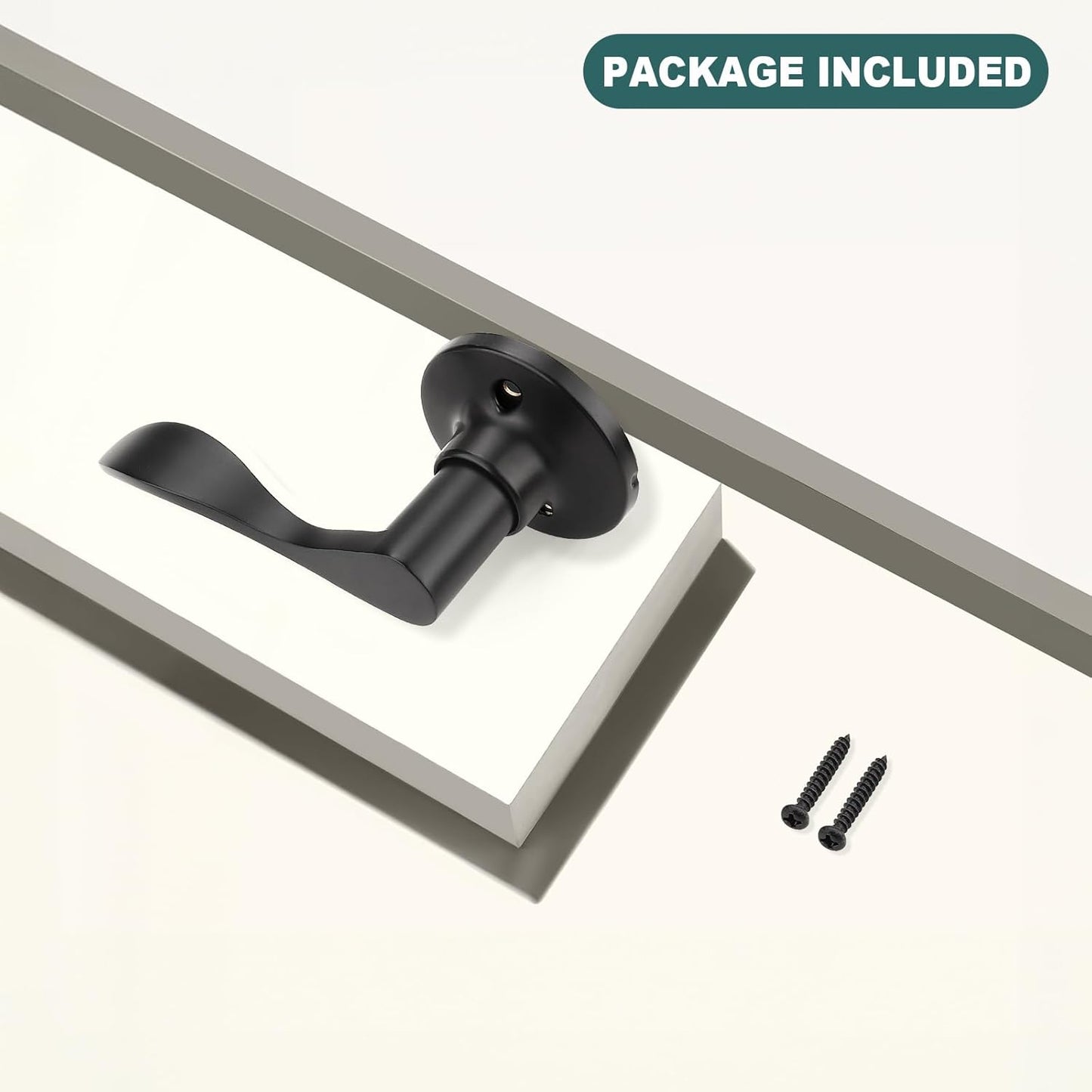 Black Privacy Door Levers - 6 Pack Keyless Modern Wave Handles for Bedrooms