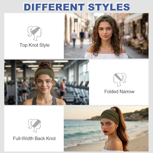 6 Pack Stretchy Wide Headbands for Women - Soft & Adjustable