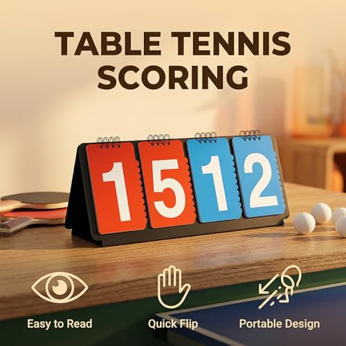Portable Sports Scoreboard with Large Flip Numbers - White - Manual Score Keeper for Basketball Volleyball Baseball