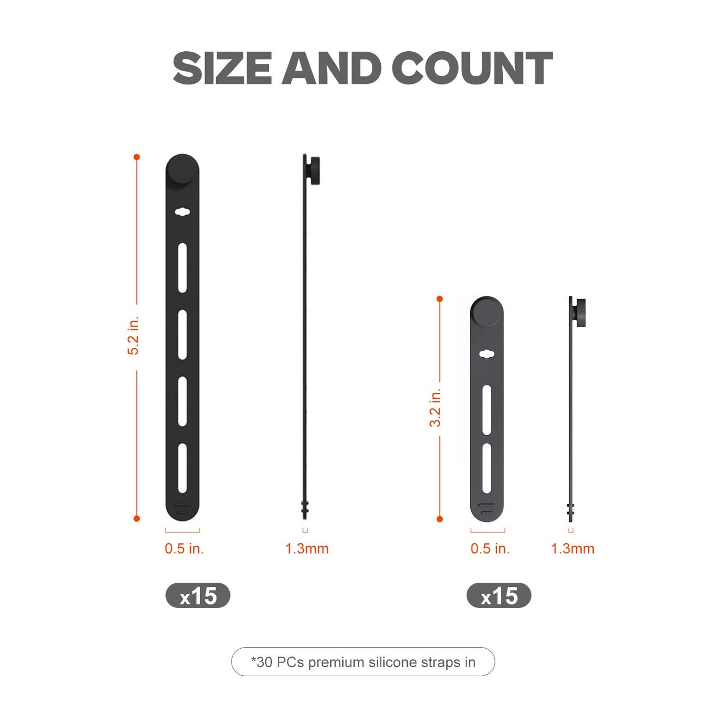 Silicone Fishing Rod Ties Belt Straps (30/50 Pack) – Lightweight, Durable, Reusable Rubber Bands Belts for Pole Storage