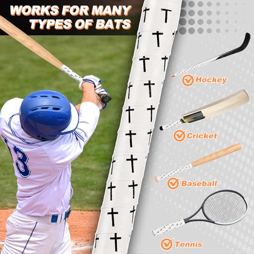 Cross Design Baseball Bat Grip Tape - 1.5mm Non-Slip - White