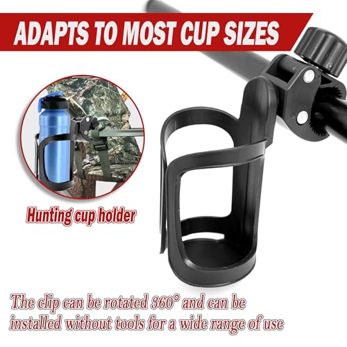 2-Pack Universal Cup Holders for Treestand, 360° Rotating Clip-On Bottle Holders