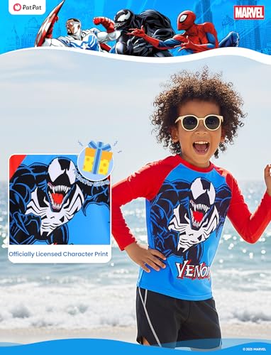 Kids UPF 50+ Long Sleeve Rash Guard Swim Shirt - 6-7 Years, Marvel Venom