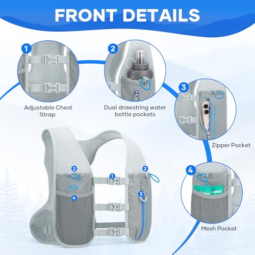 Lightweight Hydration Pack with 500ml Soft Flask - Gray