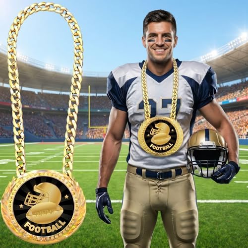 Tondiamo Sports MVP Turnover Chain Medal - 6-inch Gold Football Award - Sports Trophy for Winners