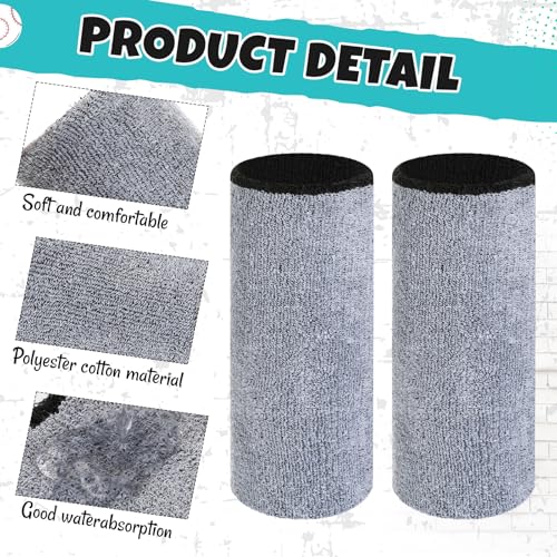 9'' Long Sweat Wristbands - Reversible Black & Gray for Sports
