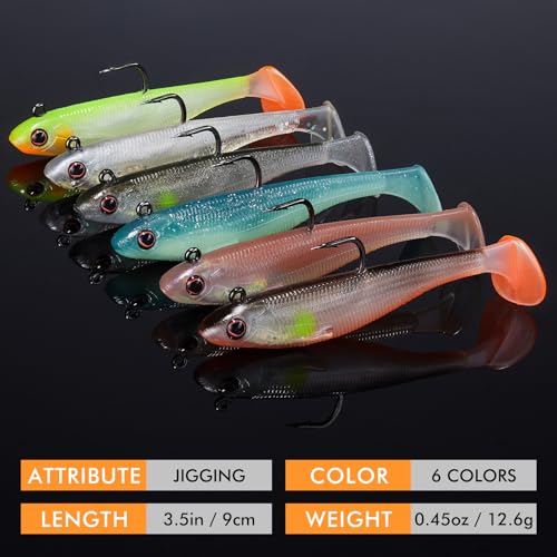 Soft Fishing Lures with BKK Hooks - Trembly Sinking Swimbaits for Bass & Trout