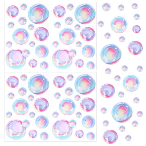 4 Sheet Bubble Wall Decal, Colourful Bubble Wall Stickers Cutouts Under The Sea Stickers Decor Ocean Bubble Wall Stickers for Kids Room Bathroom Wall Mermaid Theme Party Decoration