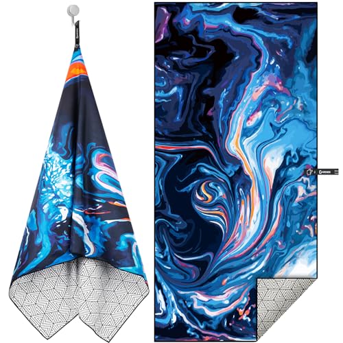 2 Pack Oversized Microfiber Beach Towels - Sunset Beach 70x35" and 63x32" Quick Dry Sand-Free Travel Towels