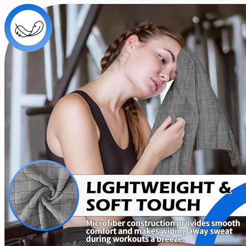 Microfiber Workout Towels - 3 Pack Grey Gym Sweat Towels
