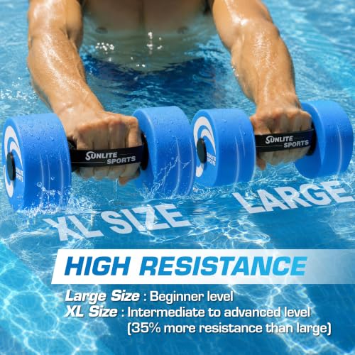 Sunlite Sports Large Blue Water Exercise Dumbbells – High-Density EVA Foam Set of 2