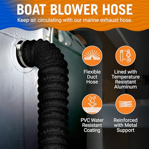 Boat Blower Hose, 3 Inch Marine Exhaust 10 Ft Flexible PVC Duct