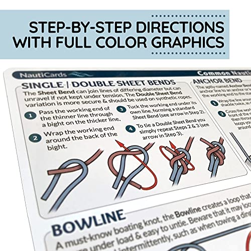 Waterproof Nautical Knots Reference Card - 21 Sailing & Boating Knots
